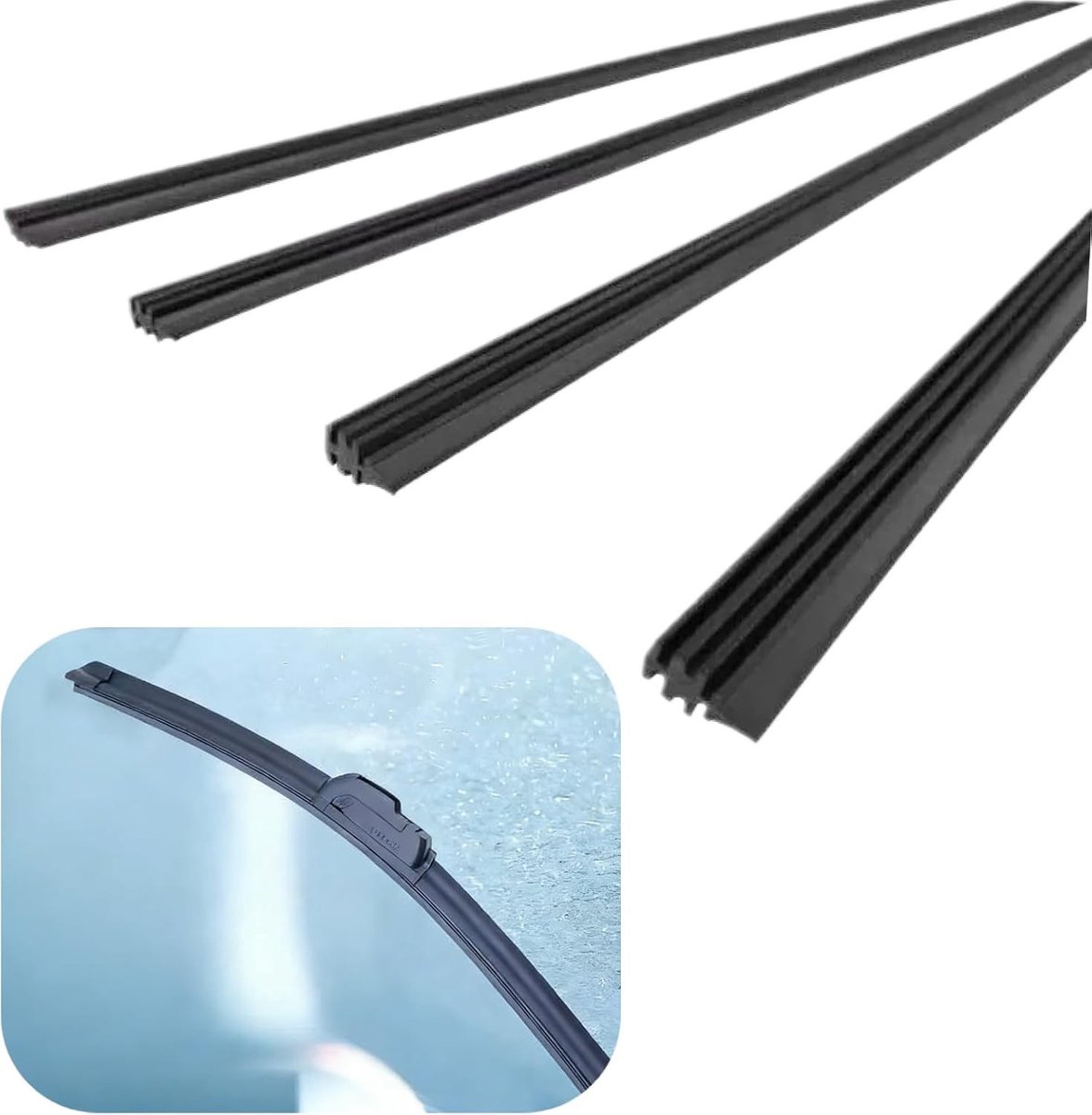 Vervangende rubbere ruitenwisserbladen 800 mm - Universele ruitenwissers voor auto, 6 stuks, optimale reiniging en duurzaamheid
