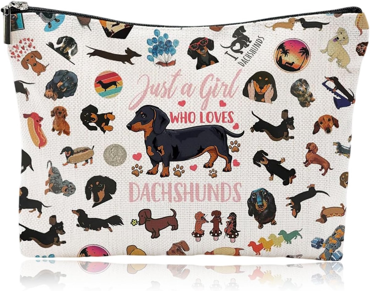 Make-up Tas voor Meisjes met Teckel Design, Handige Reistas voor Dierenliefhebbers, Perfect Cadeau voor Vriendin en Dagelijks Gebruik