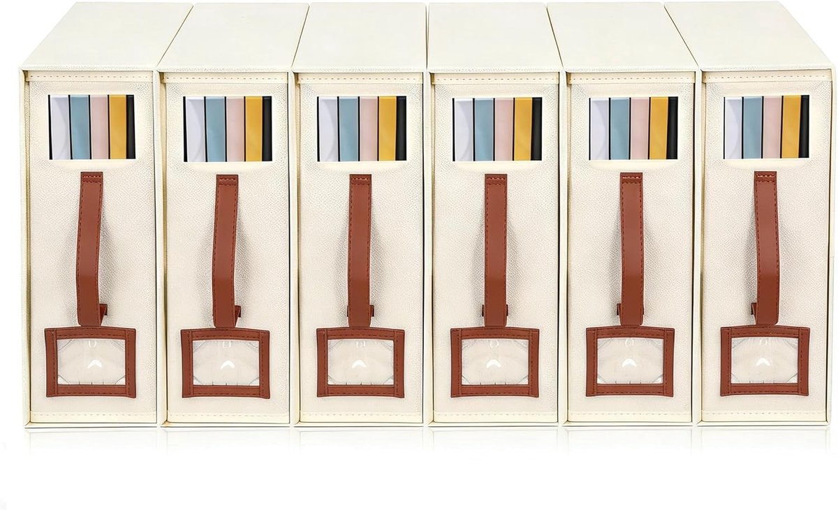 Opbergdoos voor Bedlinnen, 6-vaks Organiser, Vouwbaar en Ademend met Transparante Venster en Label voor Lakens, Dekens en Handdoeken, Beige