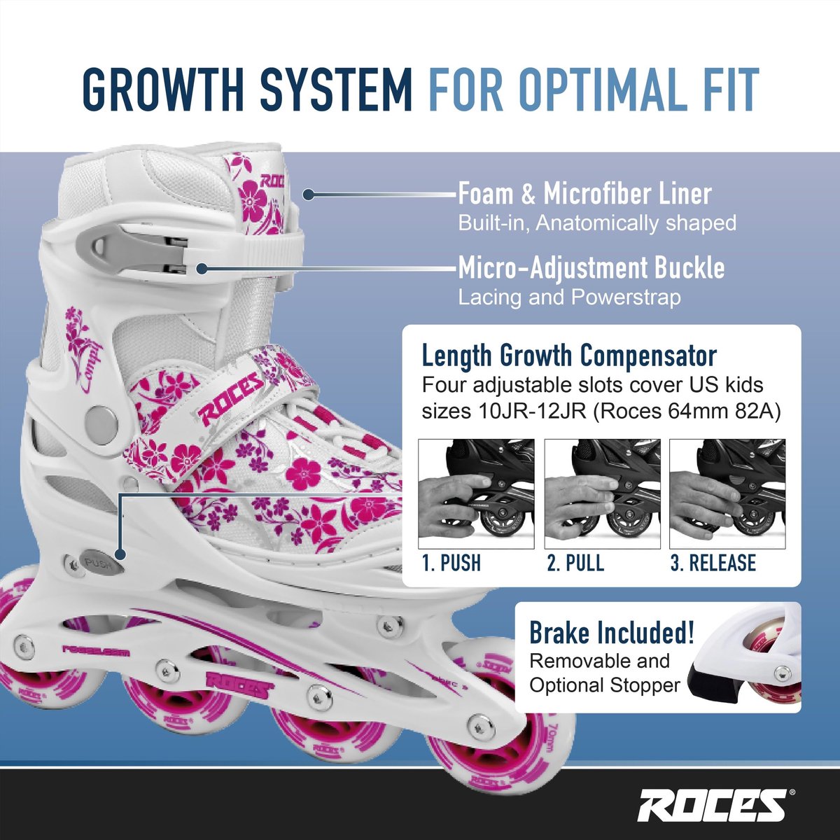 Roces Meisjes inline skates Compy 8.0, wit-violet, 30-33, 400809 - ShopVlot