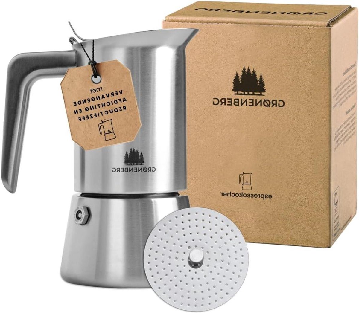 Espresso Maker - Koffiepot - Italiaanse Koffie - Incl. Reductiezeef - 200 ml - Roestvrij Staal