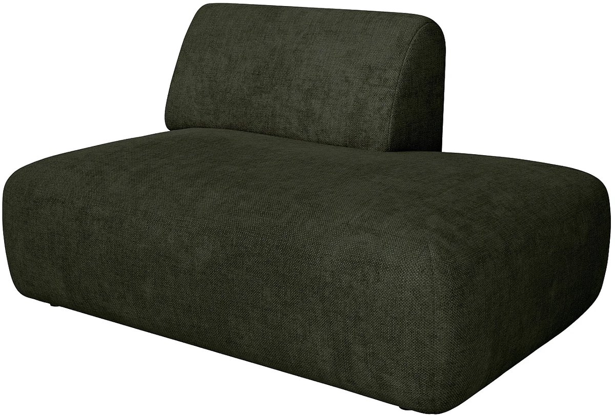 Vente-unique Chaise longue rechts zonder slaapgedeelte in groene stof van Maison Céphy POGNI