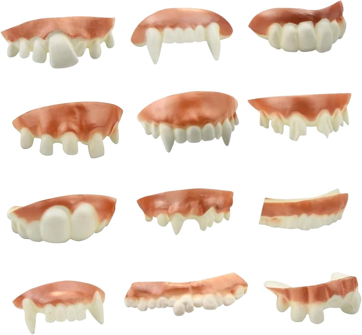 12 Stuks Vampier Tanden voor Volwassenen, Neptanden voor Halloween, Themafeesten en Cosplay Accessoires