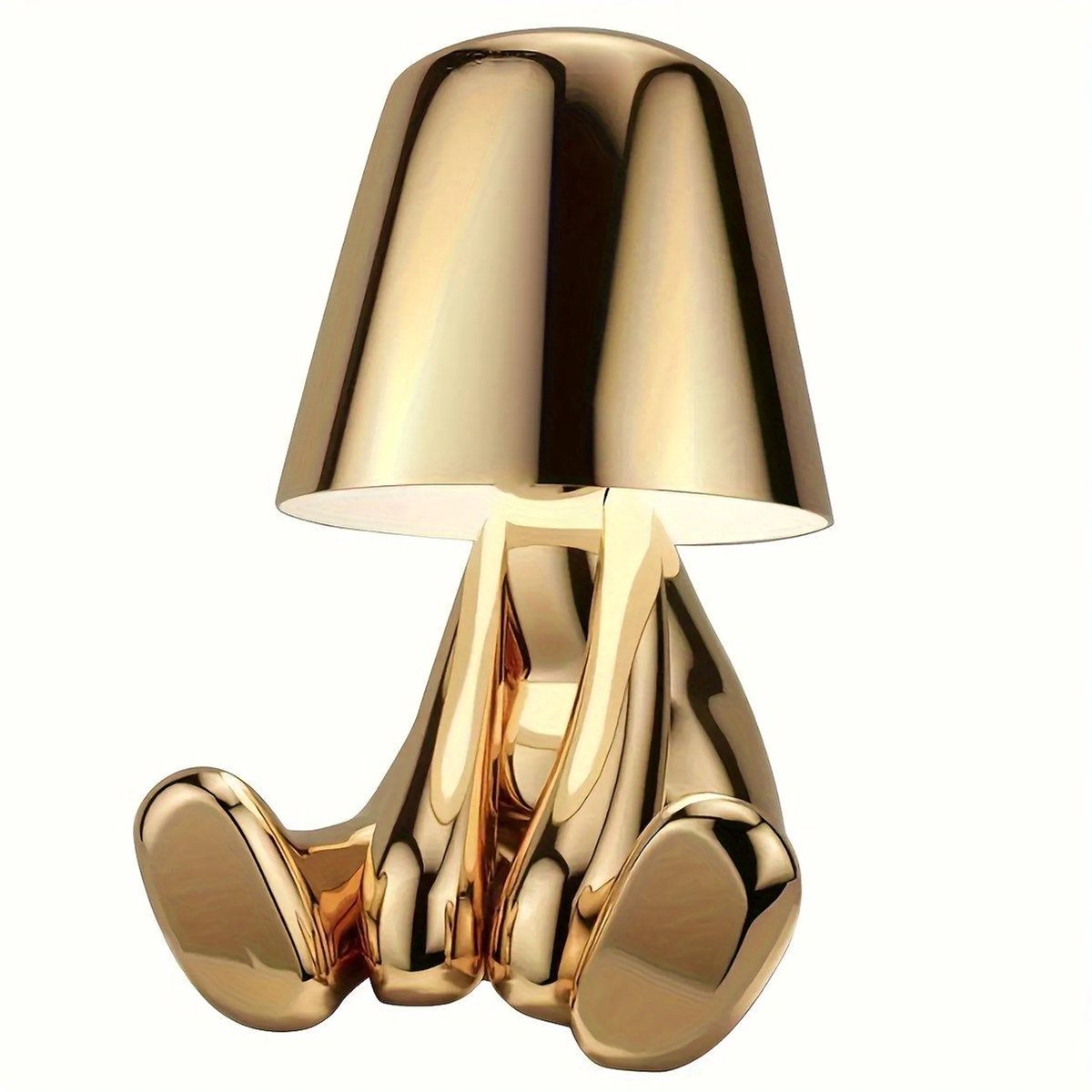 casalora - Tafellamp - LED Tafellamp - Decoratieve Tafellamp - Tafellamp slaapkamer - Draadloos - Dimbaar - Drie dimniveaus - Gouden versierde Denker-beeldje LED-tafellamp - Goud