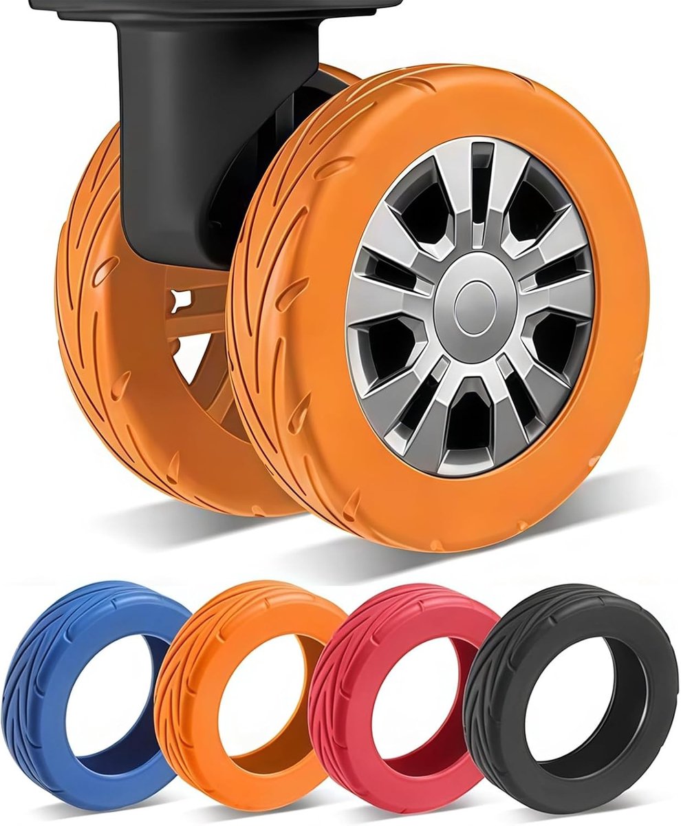 Upgrade Silicone Kofferwiel Covers - 8 Stuks, Geluiddempende en Slijtvaste Bescherming voor Spinner Wielen van 2-2.4