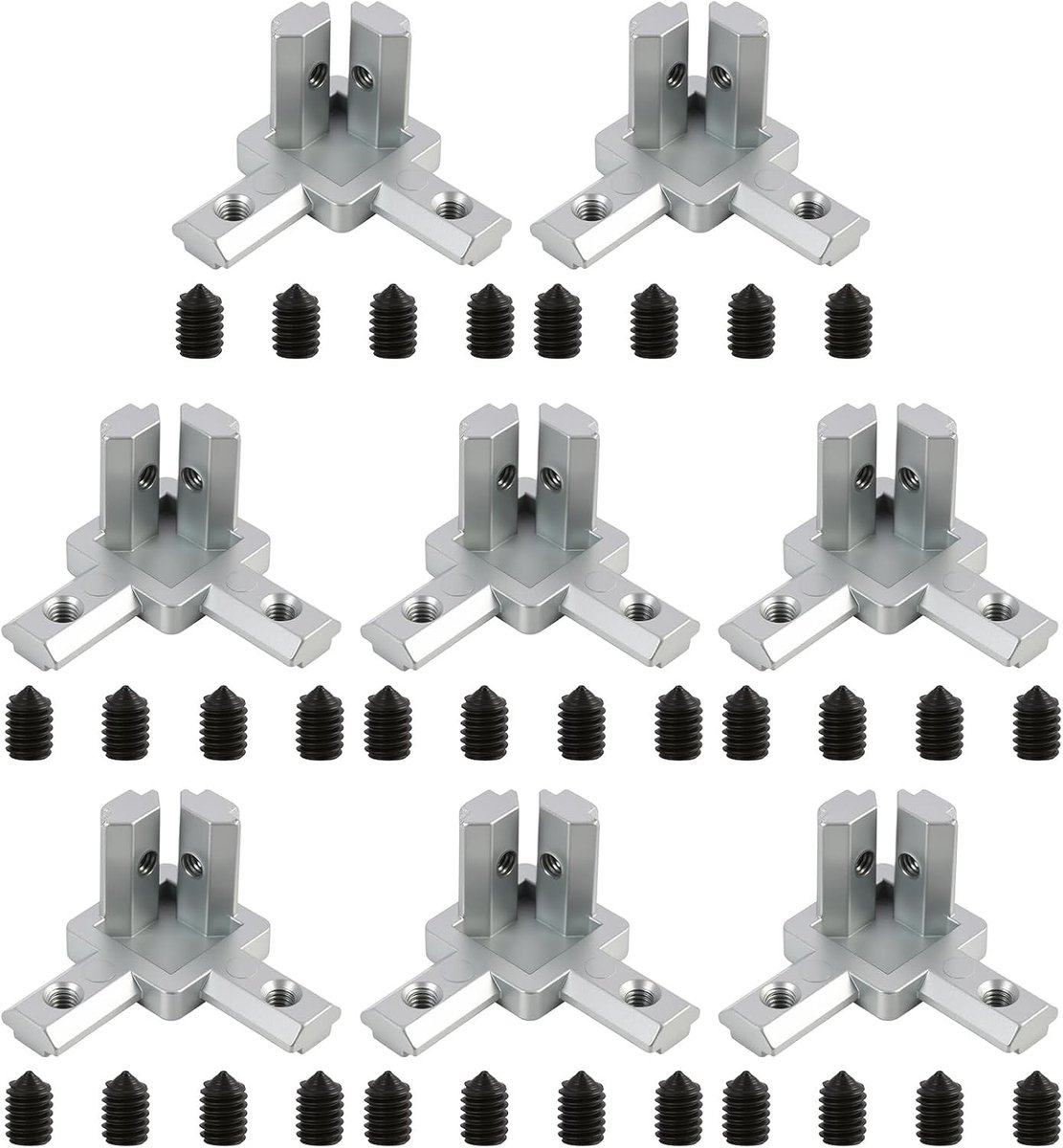 3-Weg Hoekverbinders voor Aluminium Profielen 6mm – Stevige Hoeksteunen met M4 Schroeven – Ideaal voor CNC Frames, 3D Printers en Industriële Structuren