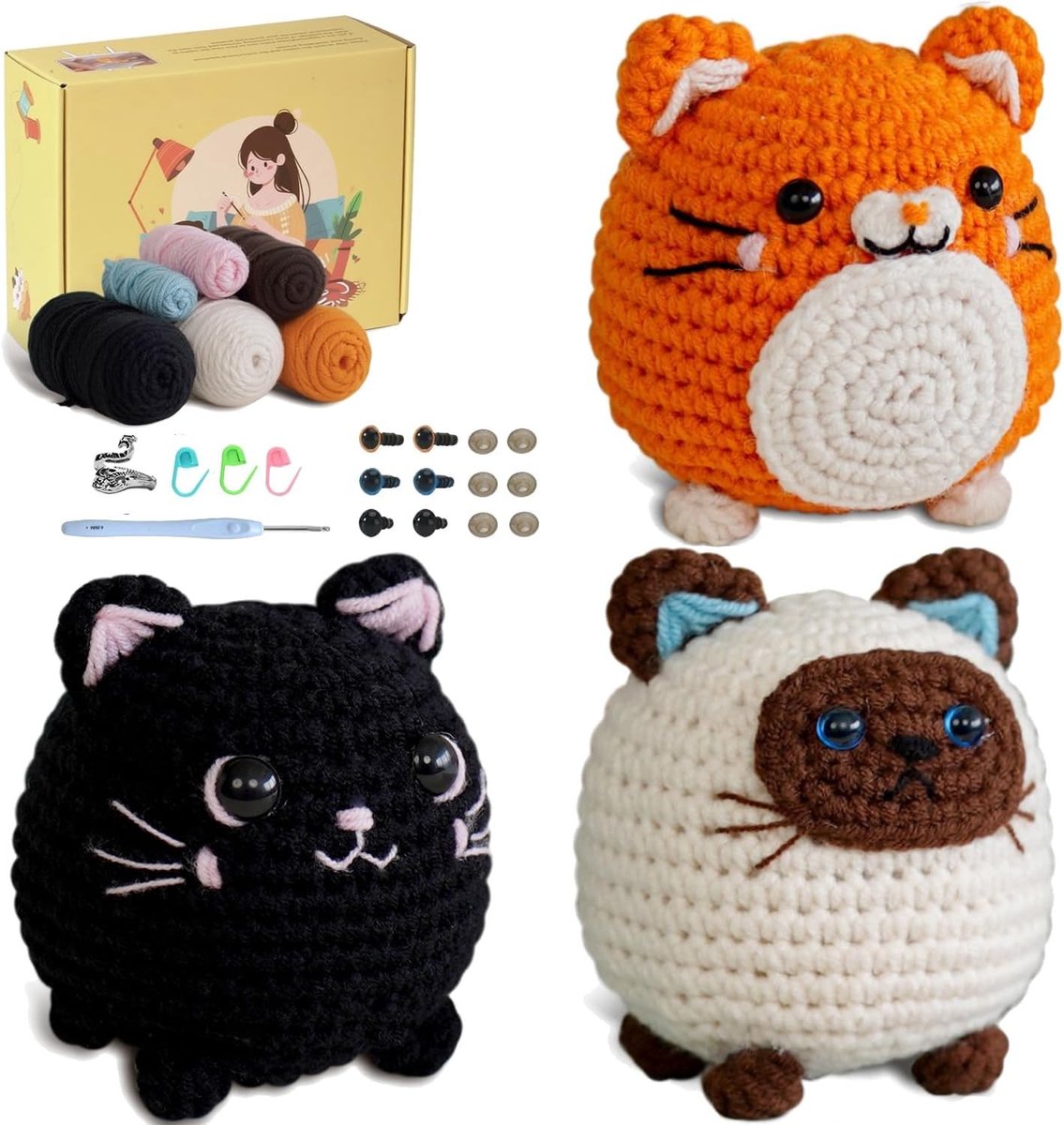 Complete Haakset voor Beginners - Inclusief Haaknaalden en Materialen voor het Maken van Schattige Dieren, Perfect voor Creatieve Ontspanning en Unieke Cadeaus