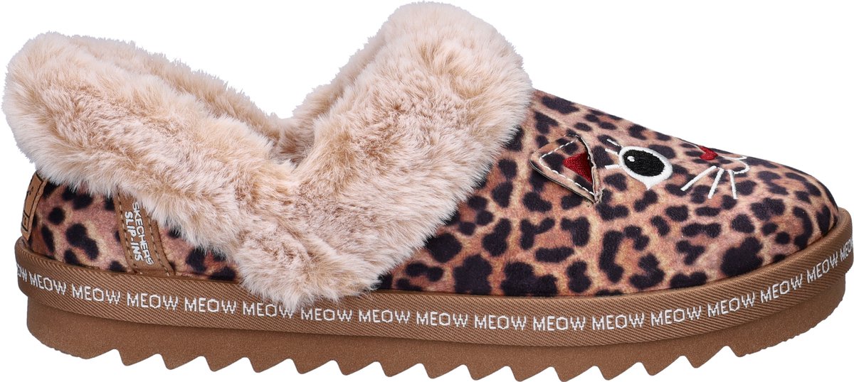 Bobs Hands Free Slip-In Cozy Kiss Meow dames pantoffel - Leopard - Maat 40