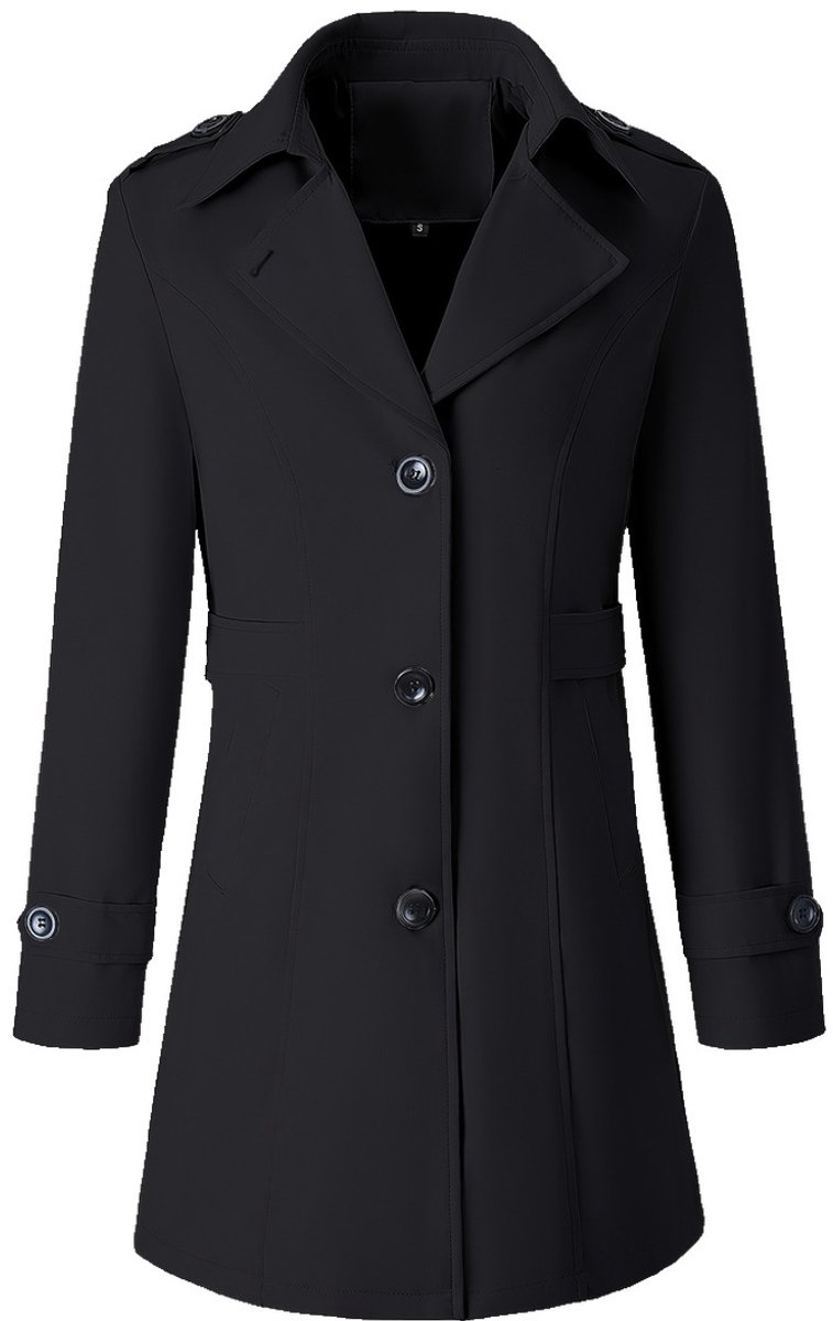 Currero Mantel Dames Tussenmantel Winter Jas Mantelpakje Trenchcoat Overjas Overcoat Winterjas Zwart