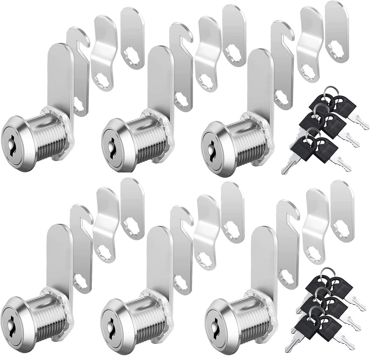 6-delige brievenbus slot set van 30 mm met 4 verschillende sluitplaten, spindelslot met sleutel, geschikt voor deur diktes tot 23 mm, veilig en duurzaam slot voor brievenbussen en kasten