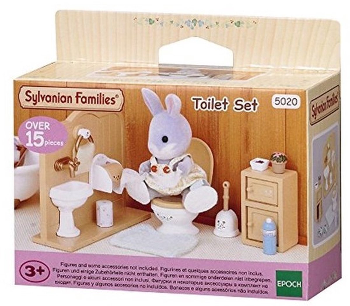 Toiletset voor Sylvanian Families met bloemenversiering