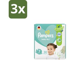 3 x Pampers – Luiers – Active Baby Dry Maat 7 – 30 Luiers - Luiers Voor Baby - Droge Huid - Comfortabele Luiers - Langdurige Droogheid - Peuters Luiers