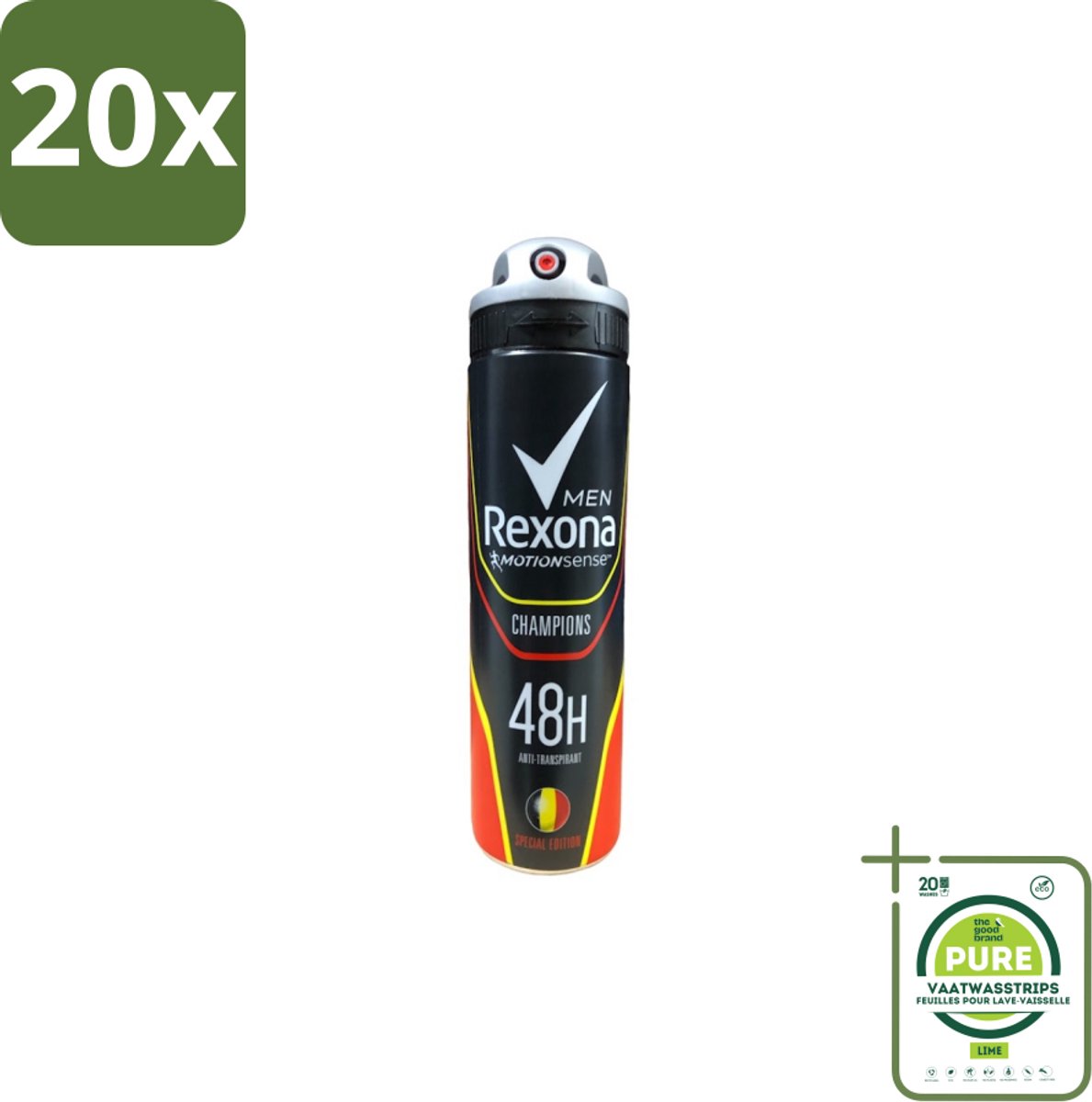 20 x Rexona – Deodorant Spray – Champions – 150 ml - Grootverpakking - Deodorant Spray Mannen - Sportieve Geur - Frisheid - Zweetbestendig - Antitranspirant