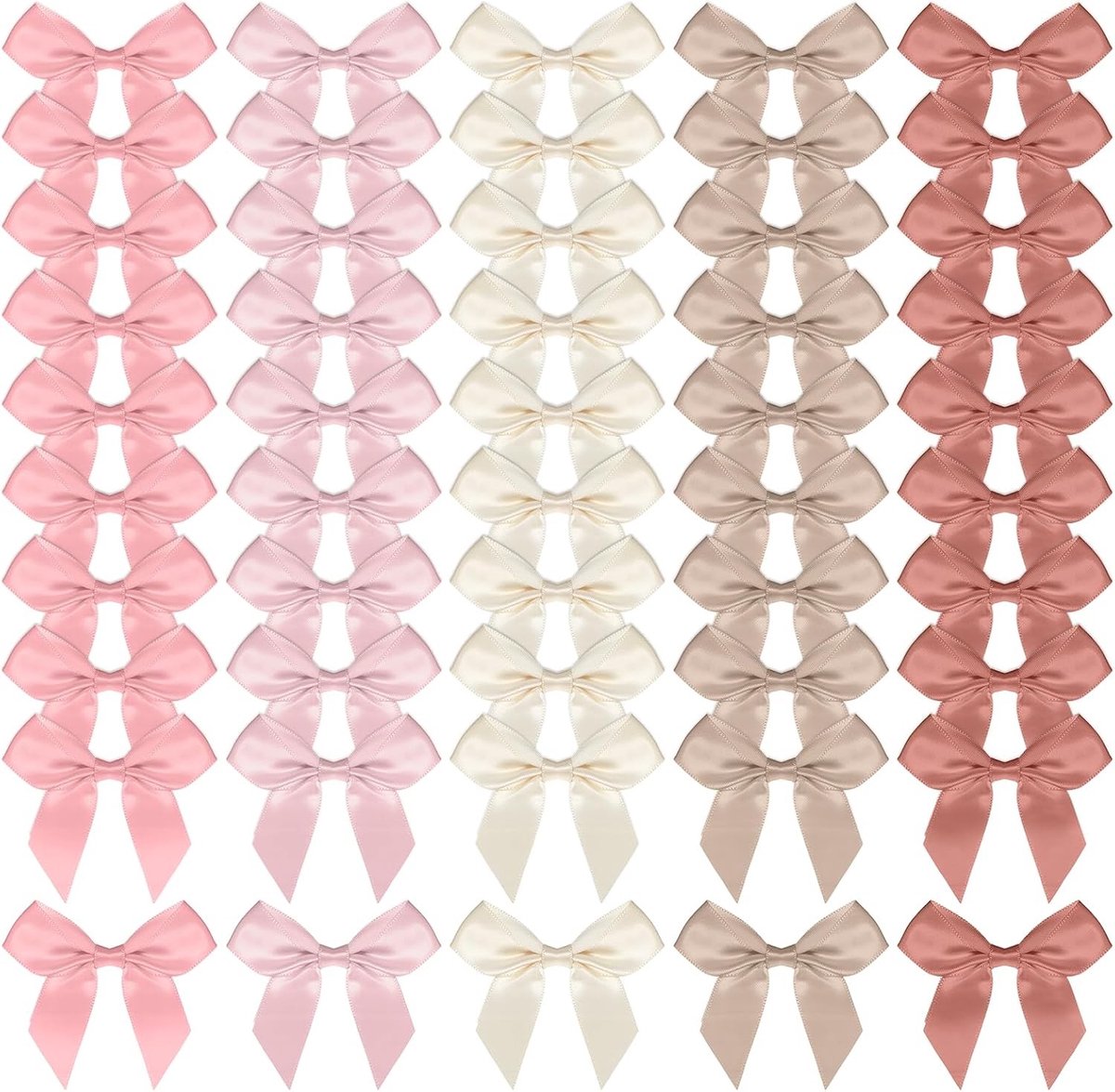 50 Stuks Kleine Roze Strikjes voor Creatieve Projecten - Zelfklevende Satijnen Strikken voor Cadeaus, Taarten en Verjaardagsfeesten
