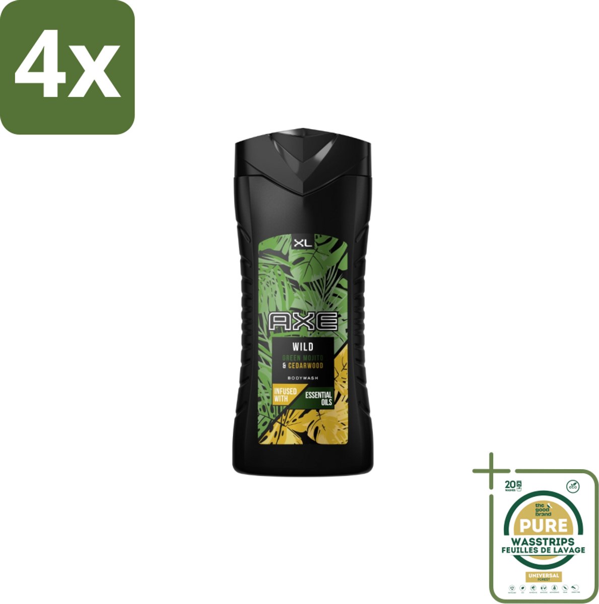 AXE - Douchegel - Wild - 400 ml - Voordeelverpakking - 4 stuks - Mojito - Cederhout