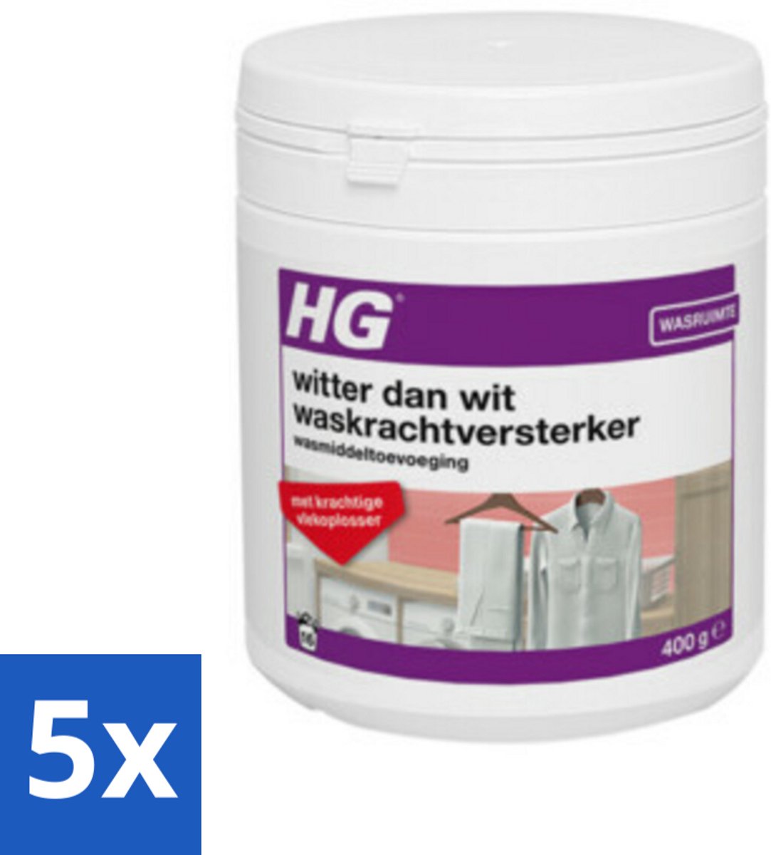5 x HG Witter Dan Wit Waskrachtversterker Met Vlekoplosser 500 gr - Wit Textiel - Wasmiddel - Waskracht - Witheid - Wasgoed