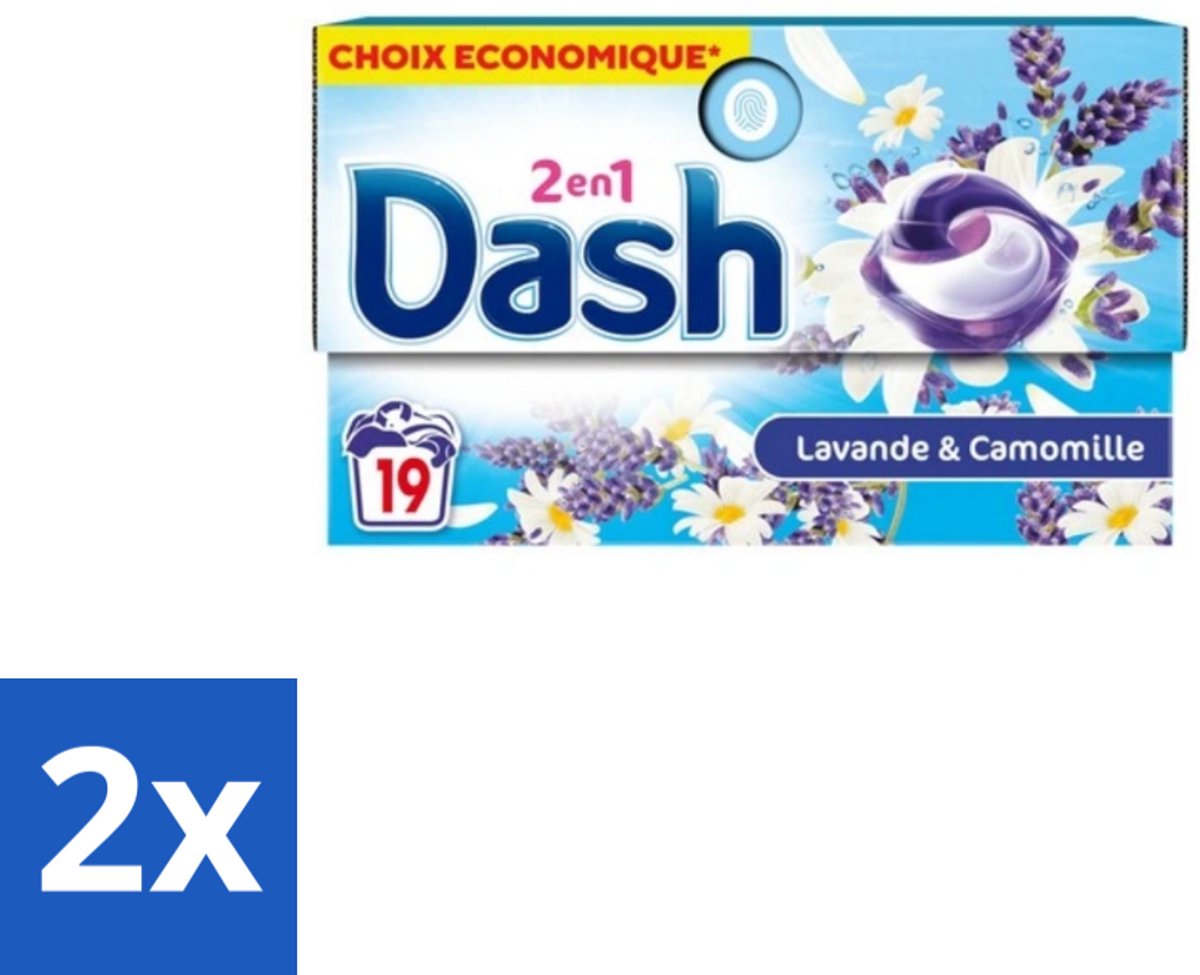 2 x Dash – Wasmiddel Pods 2-in-1 – Lavendel & Kamille – 19 Capsules - Wasmiddel - Waspod - Reiniging - Frisheid - Lavendel
