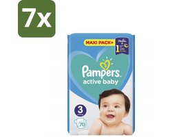 7 x Pampers – Luiers – Active Baby Maat 3 – 70 Luiers - Baby-luiers - Droge Billetjes - Huidbescherming - Luchtdoorlatende Luiers - Absorberende Luiers