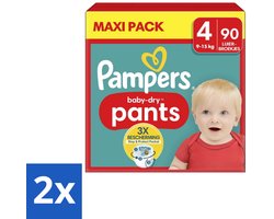 2 x Pampers – Luierbroekjes – Baby Dry Pants Maat 4 – 90 Luiers - Baby Luier - Luierbroek - Droge Luier - Luier Voor Baby - Luier Voor Kind