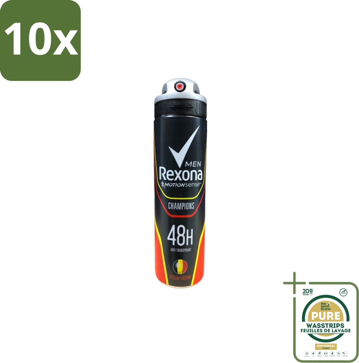 10 x Rexona – Deodorant Spray – Champions – 150 ml - Grootverpakking - Deodorant Spray - Sportieve Geur - Zweetbestendig - Frisheid - Mannen Deodorant
