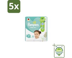 5 x Pampers – Luiers – Active Baby Dry Maat 7 – 30 Luiers - Grootverpakking - Luiers Voor Baby - Droge Luiers - Comfortabele Luiers - Langdurige Droogheid - Huidbescherming
