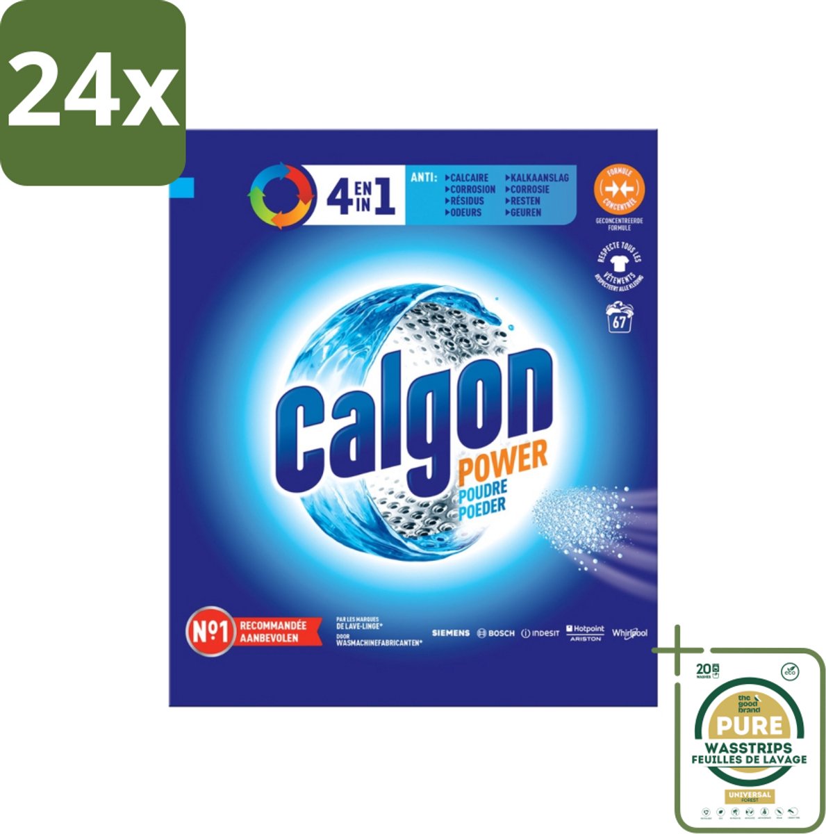 Calgon - Wasmachinereiniger - Tegen Kalkaanslag / Corrosie / Wasmiddelresten / Geuren - 67 Wasbeurten - Voordeelverpakking - 24 stuks - Wasmachineonderhoud - Wasmachine reiniging