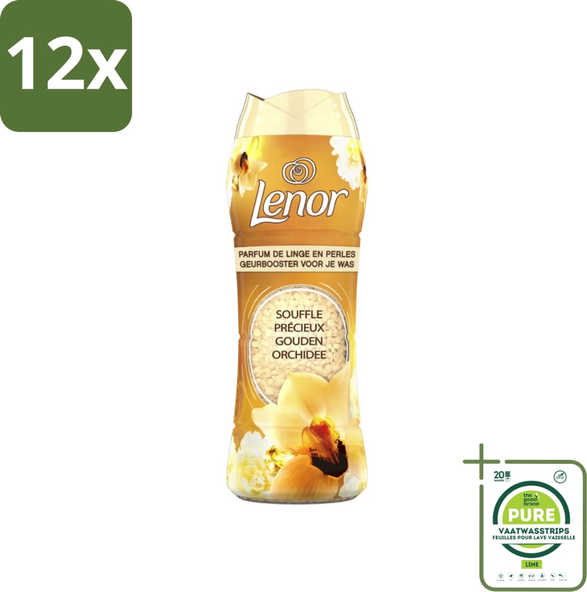 Lenor - Geurbooster - Gouden Orchidee - 22 Wasbeurten - Voordeelverpakking - 12 stuks - Lenor geur - Wasgeur