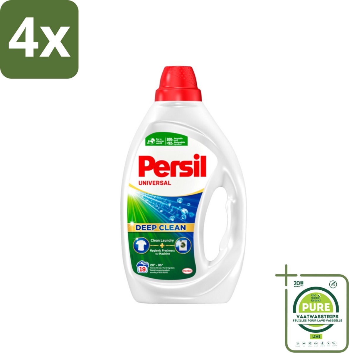 Persil Universal - Deep clean - Vloeibaar Wasmiddel - Witte en Gekleurde Was - 19 Wasbeurten - Voordeelverpakking - 4 stuks - Wasmiddel - Vloeibaar wasmiddel