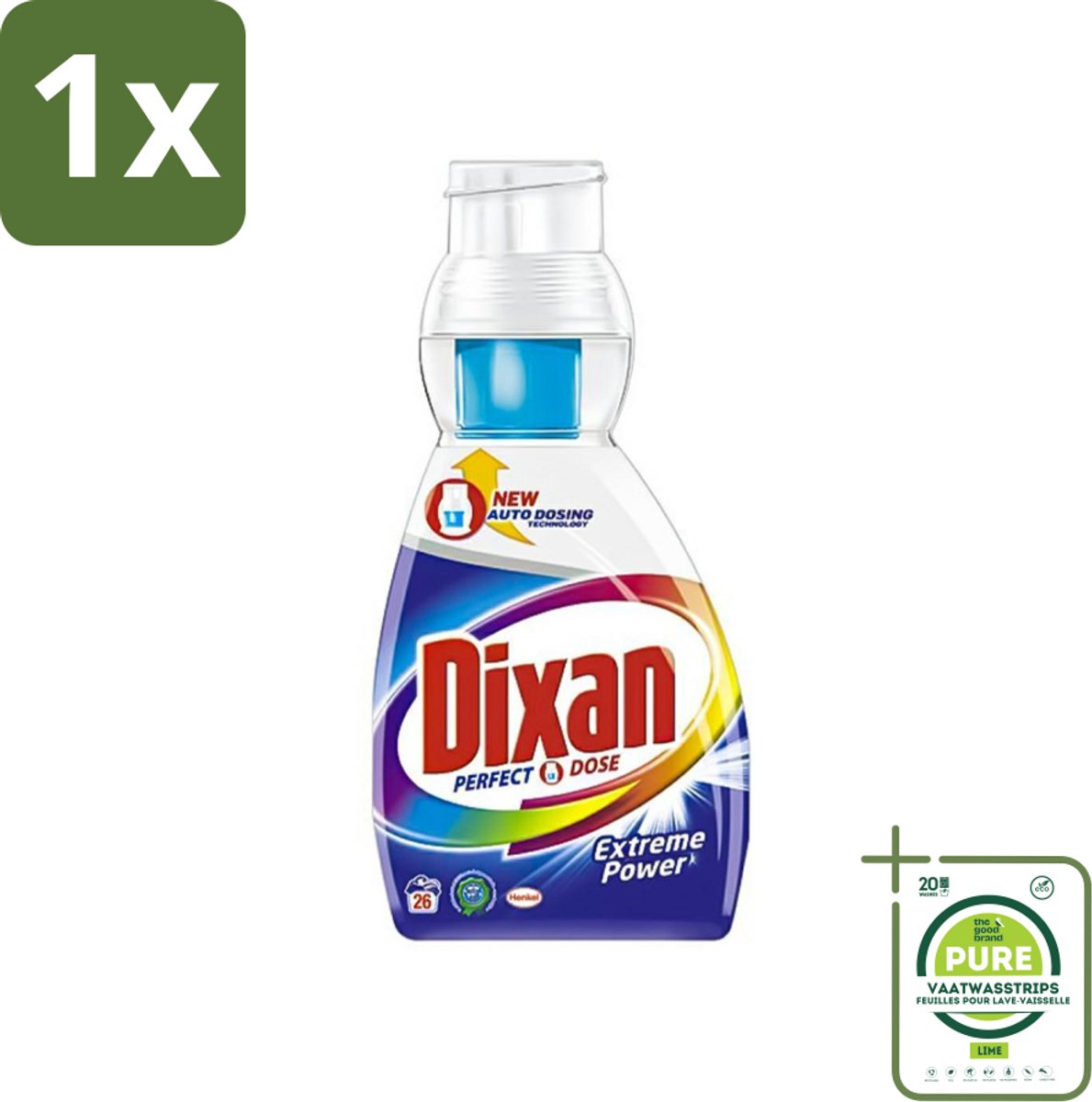 1 x Dixan Perfect Dose - Vlekkenkampioen - Extreme Power - Witte, Gekleurde & Zwarte Was - 26 Wasbeurten - Wasmiddel - Vlekkenverwijderaar - Dixan - Extreme Power - Wasformule