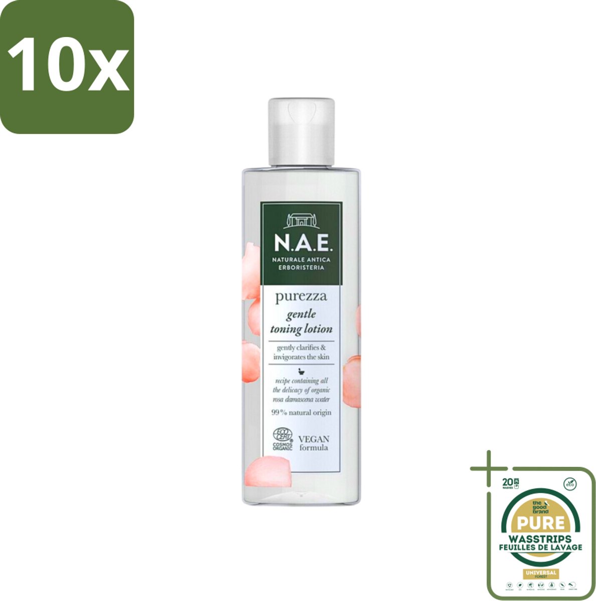 10 x N.A.E. - Toning Lotion - Zuiverend & Hydraterend - Biologisch & Vegan - 200ml - Grootverpakking - Natuurlijke Huidverzorging - Biologische Toning - Rozenwater - Huidzuivering - Huidhydratatie