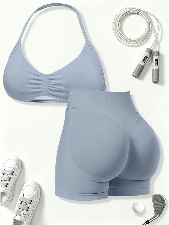 Currero Pilates Pak Dames - Yoga - Buttshaper - Gym - Fitness - Butt Lift - Bil Vergrotend - Heup Liftend - Yogakleding - Lichtgrijs M — afbeelding 2