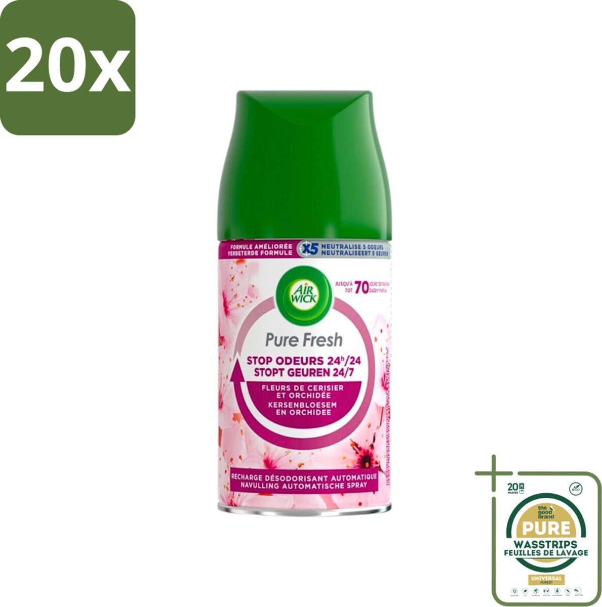 20 x Air Wick Freshmatic Max Pure Fresh Cherry Blossom & Orchid 250 ml - Grootverpakking - Aziatische Kersenbloesem - Luchtverfrisser - Geurverspreider - Geur - Geurstop
