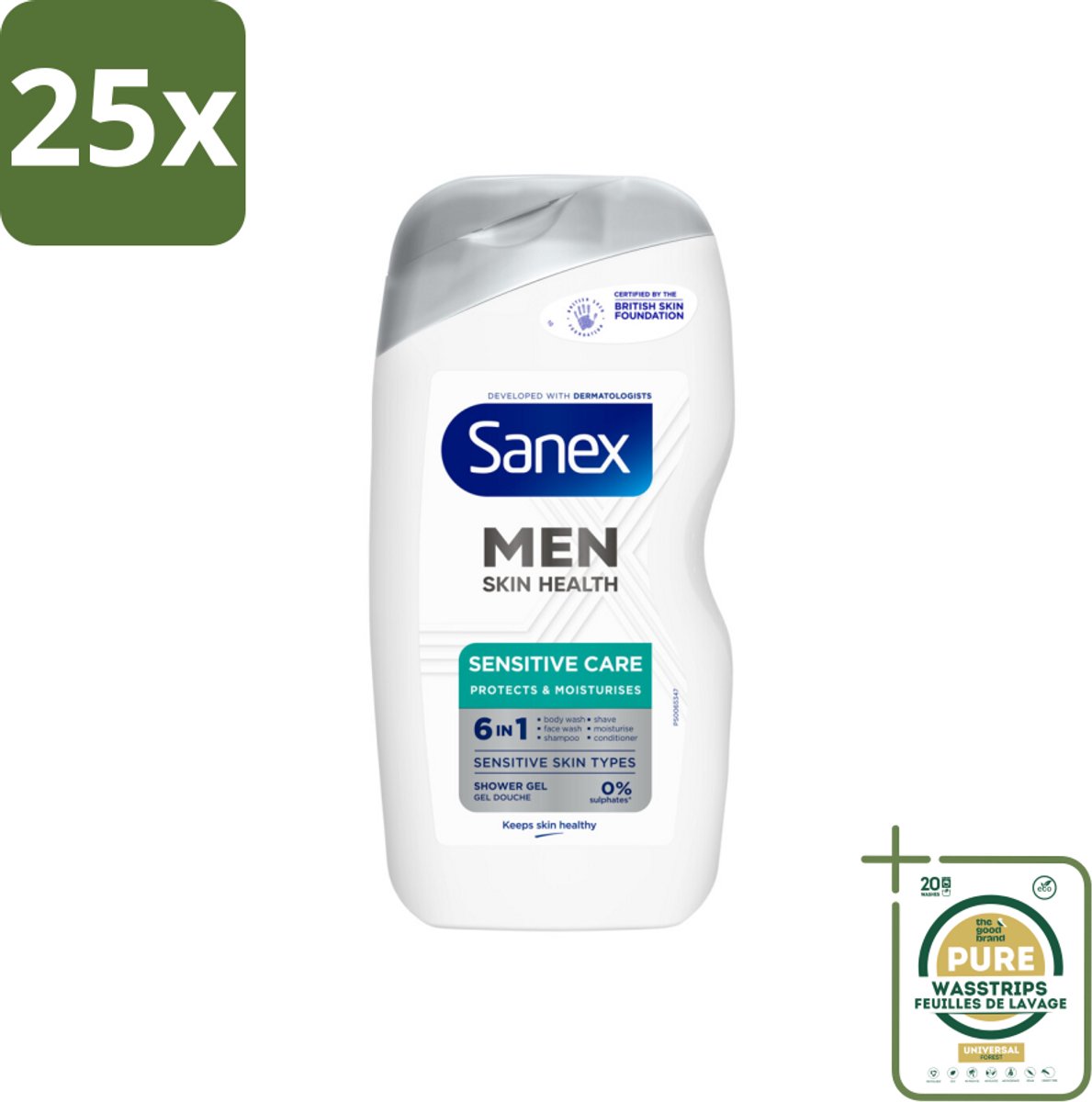 25 x Sanex – Douchegel – Men Sensitive – 400 ml - Grootverpakking - Kabel - Kabels - Kabelsysteem - Kabelsysteem