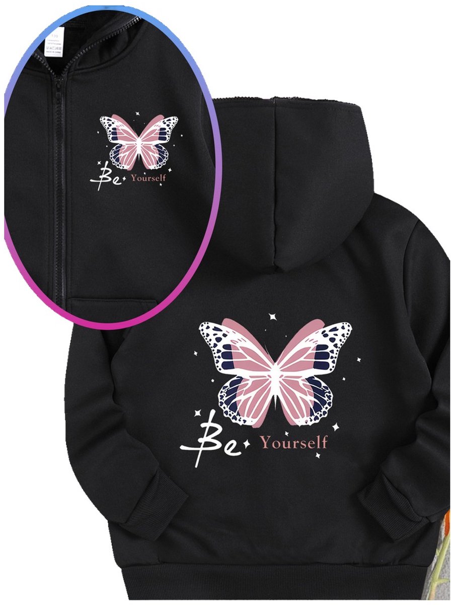 Currero Vest Meisjes Met Rits Sweater Meisje Cardigan Gebreid Sweaters Hoodie Warme Trui Lange Mouw 9-10 Jaar Zwart