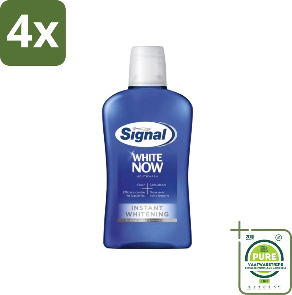 Signal - White Now - Mondwater - 0 % Alcohol - 500 ml - Voordeelverpakking - 4 stuks - Mondwater - Signal
