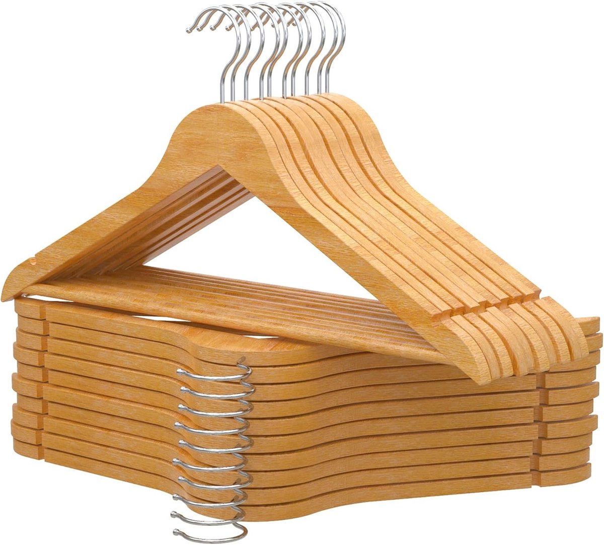 Houten kleerhangers - Set van 20 - Hout - 360° Draaibare Haak met Antislip - Voor Diverse Kledingstukken