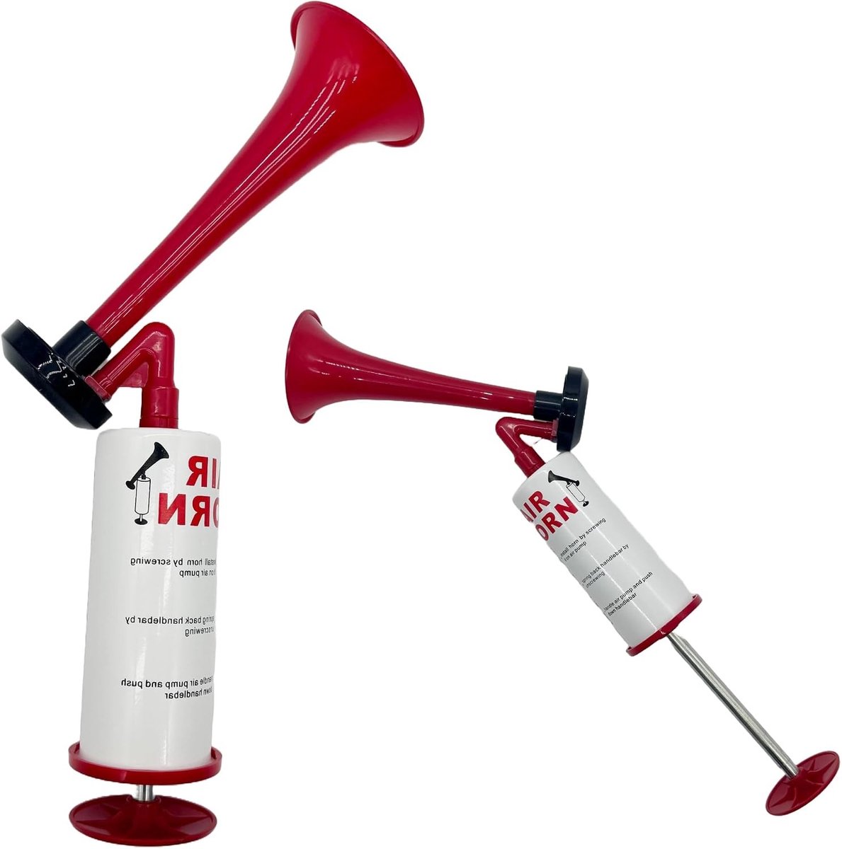 Luchthoorn - Rood - Metalen Perslucht Claxon - Herbruikbare Handpomp Signaalhoorn - Voor Sport en Evenementen