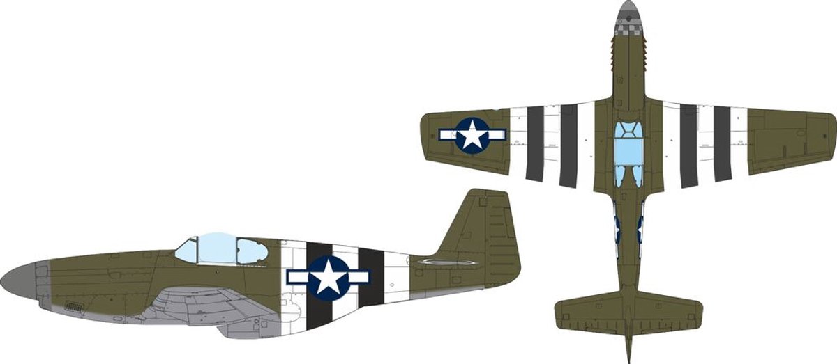 Eduard Modelbouwpakket - JX354 US National Insignia - D-Day Stripes voor North American P-51 B Accessoires set - 1:32 - Modelbouw