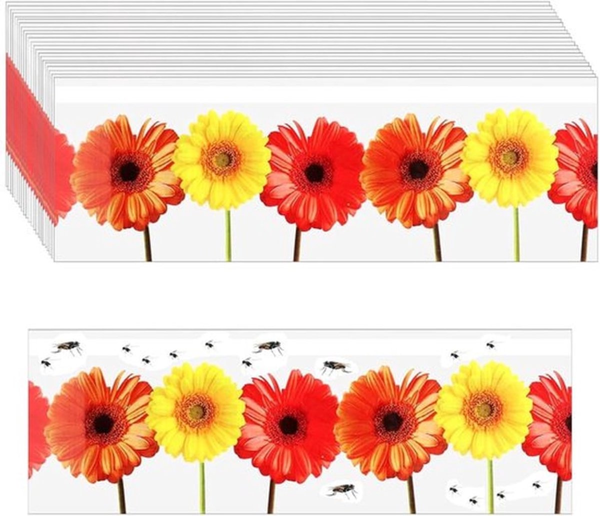 Vliegenpapier Bloemen Design - Vliegenvanger Binnen - Vliegenval - Plakstrip - 30 Stuks - Langdurig Effect 6 Maanden