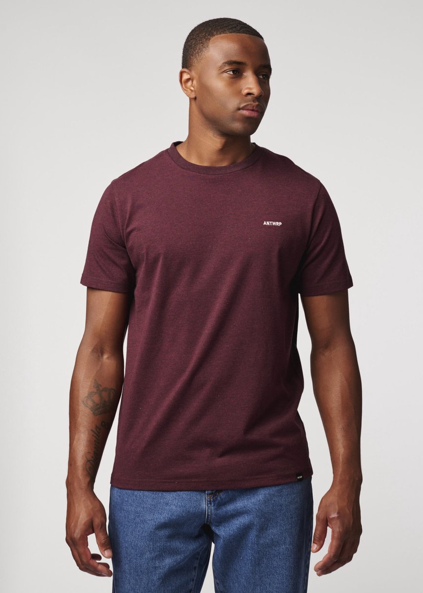 Antwrp T-shirt bordeaux met klein geborduurd logo voor heren - XL (42)