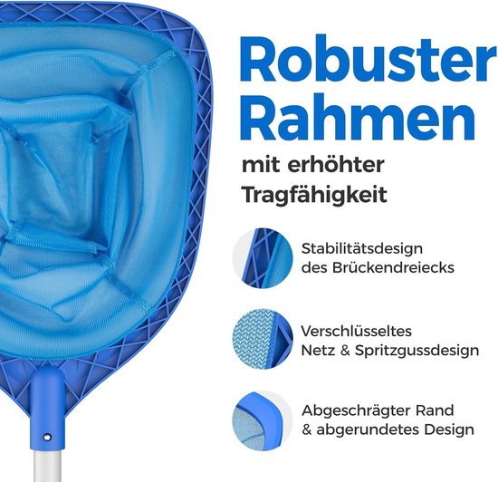 Zwembad Schepnet - Blauw - 1,14 m - Fijnmazig Net met Aluminium Stang - Voor Zwembad en Vijver — afbeelding 2
