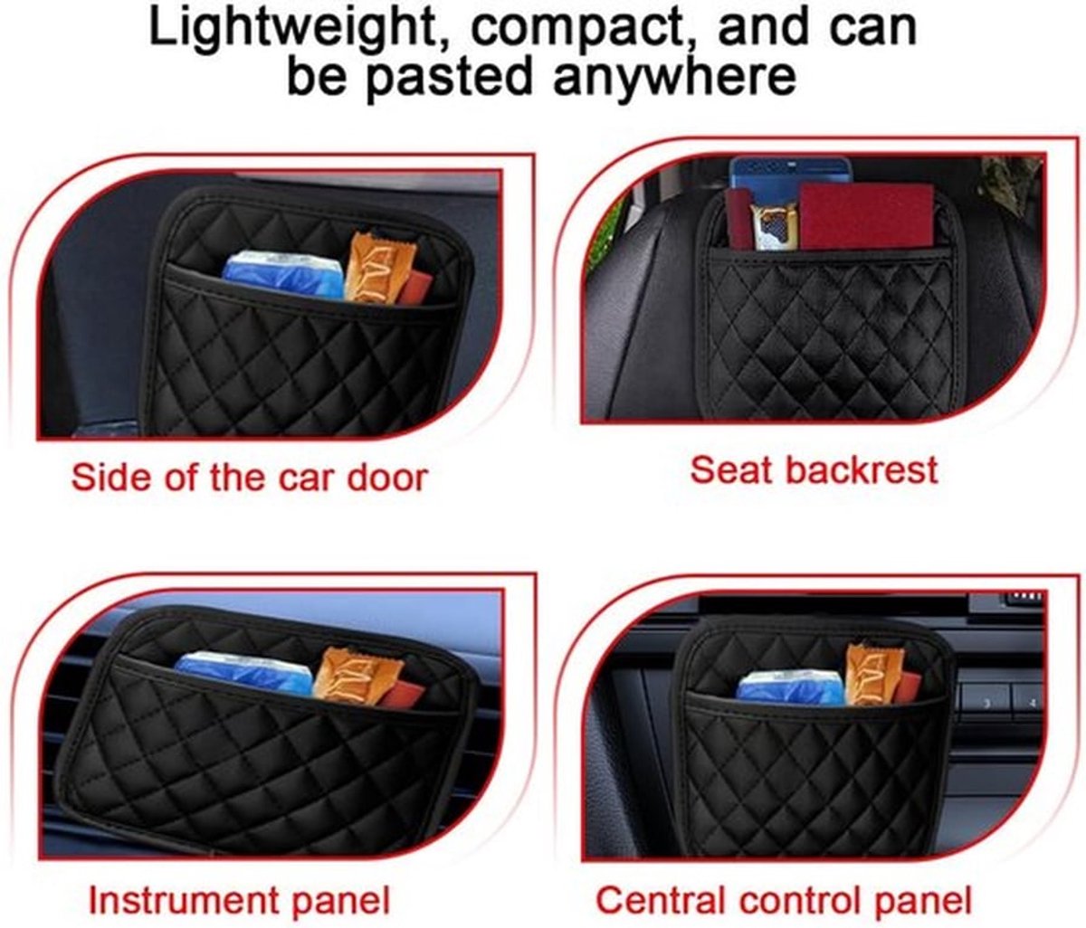 Opbergdoos Zwart - Opbergtas voor Auto - PU-leer - Klein Formaat - Grote Capaciteit - 14 x 25,5 x 1,5 cm - Autotas