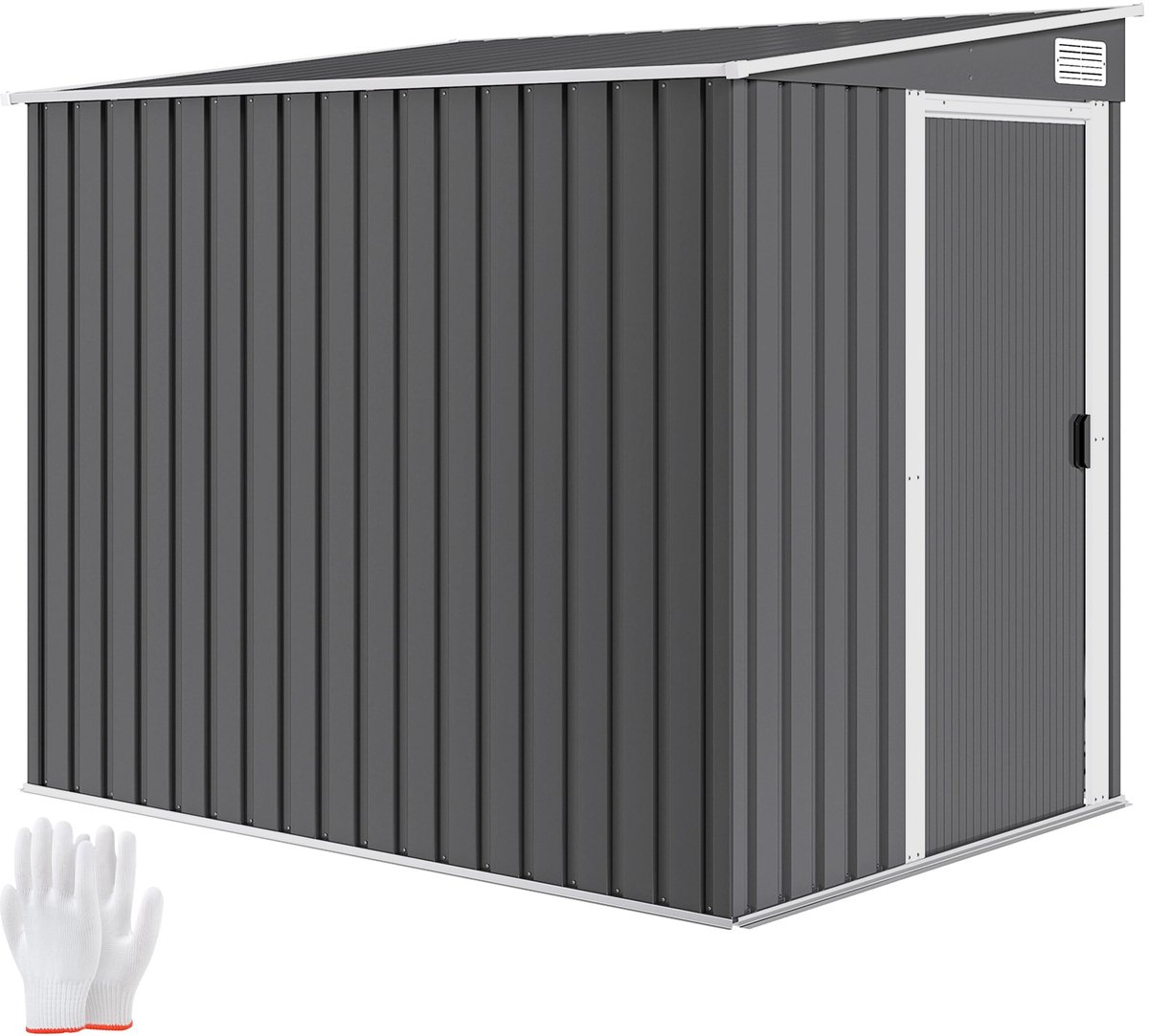 Metalen tuinschuur 2 - 81 m² 154 x 206 - 5 x 181 cm Gereedschapsschuur met lessenaarsdak Fundering