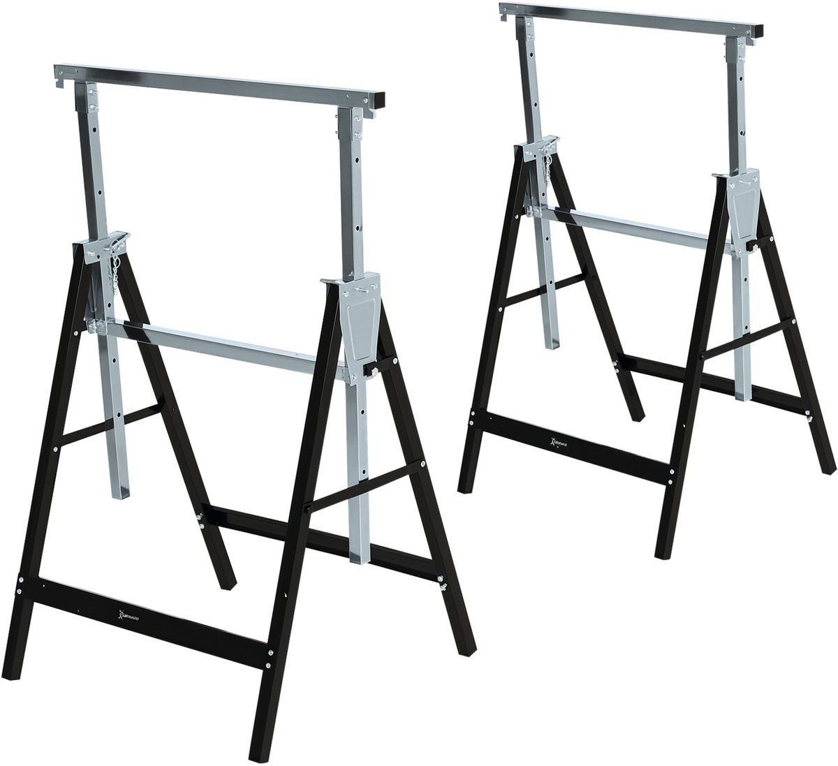 Zaagbok - werkstandaard - in hoogte verstelbaar - opvouwbaar - metaal - zwart - 68 x 56 x 80 - 130 cm - draagvermogen 200 kg