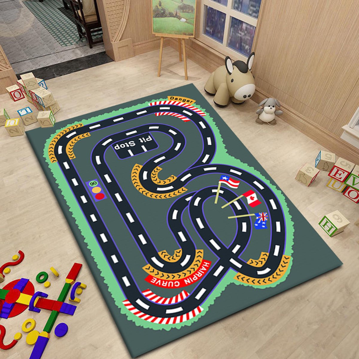 Autospeelmat - Wegtapijt Kinderen - Spelen met Auto's - Antislip Onderkant - 100*160cmsnelweg‑4