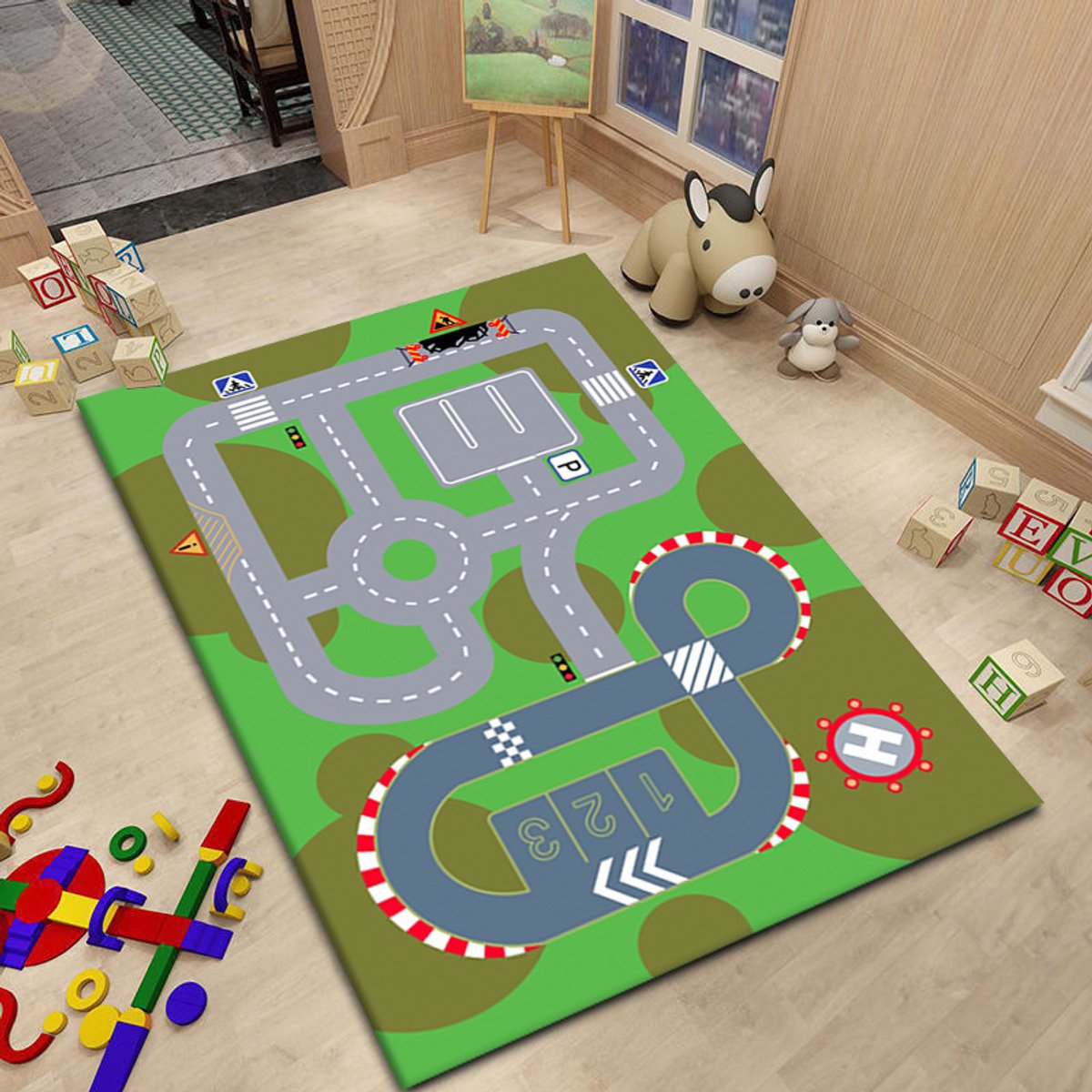 Autospeelmat - Wegtapijt Kinderen - Spelen met Auto's - Antislip Onderkant - 100*160cmsnelweg‑3