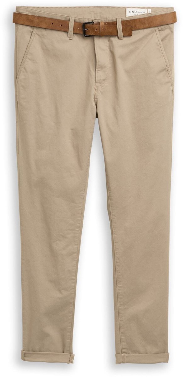 Tom Tailor Denim - Slim-fit chino met riem - Maat 36/32 - roasted nut brown
