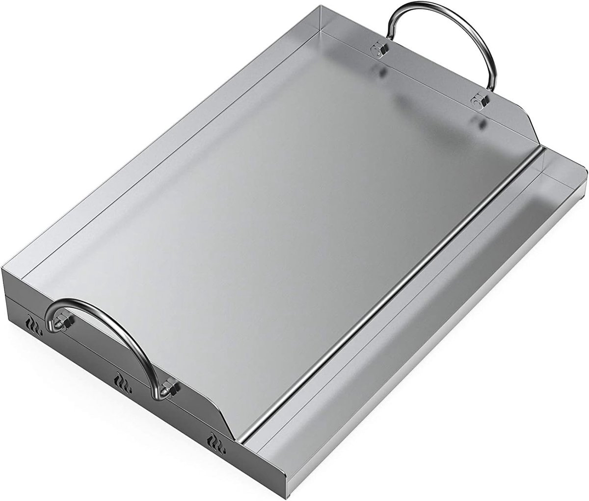 Plancha barbecue - RVS - 58,4 x 40,6 cm - Universele Grillplaat met Antiaanbaklaag - Voor Houtskool- en Gasbarbecue