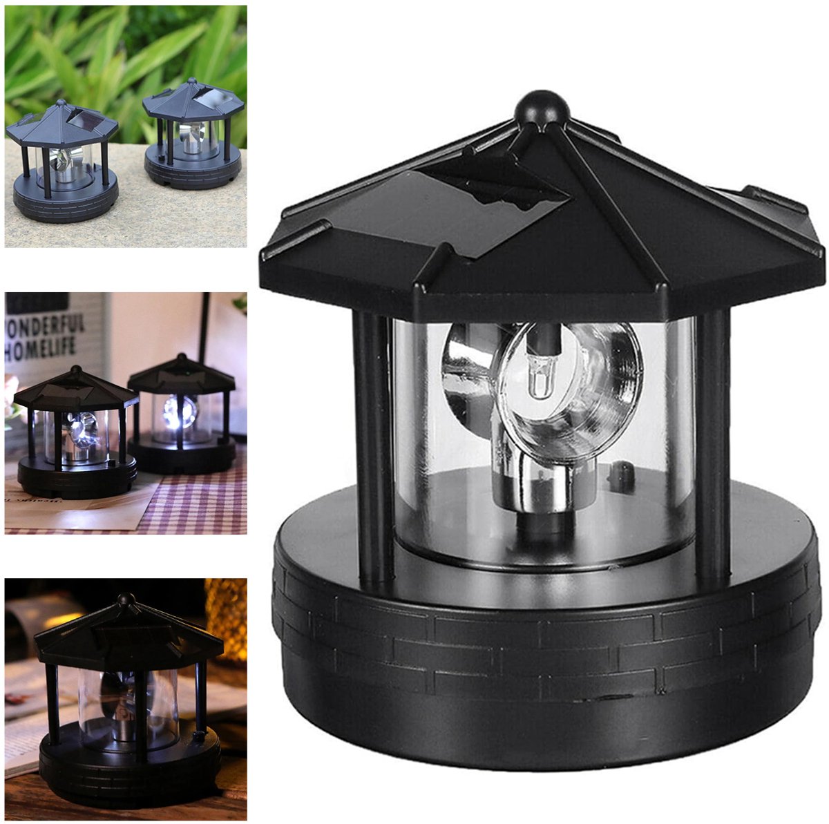 Vuurtoren Op Zonne-Energie - Tuinverlichting - 360° Draaibare LED-Zwaailamp - Zonne-Energie Vuurtorenlamp