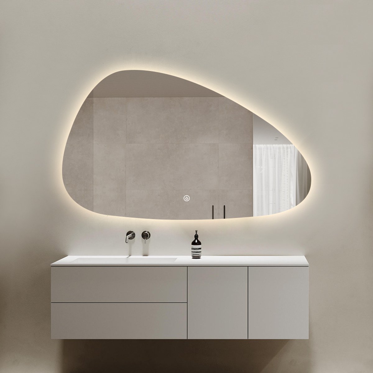 Badkamerspiegel FENOMÉ Florence Organisch LED Verlichting Condensvrij 75x120cm met verwarming